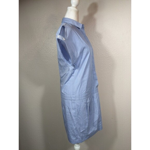 TRINA TURK Blue BUTTON DOWN Shirt DRESS Sz 4 Preppy Contemporary Lightweight - Picture 2 of 7